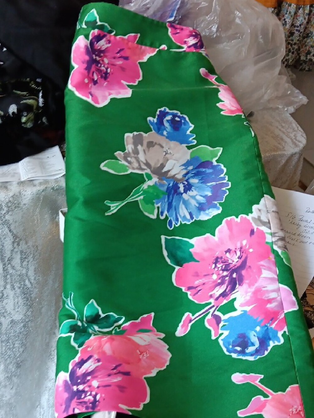Kate Spade Green Floral Pencil Skirt with Pink, Blue & Cream Blooms - Picture 10 of 11